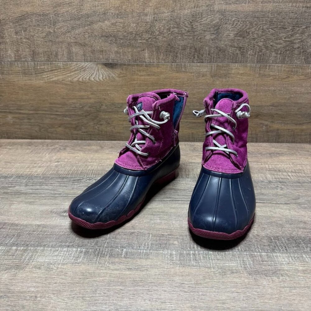 Sperry Saltwater Navy Blue/Purple Duck Boots Women's Size 5